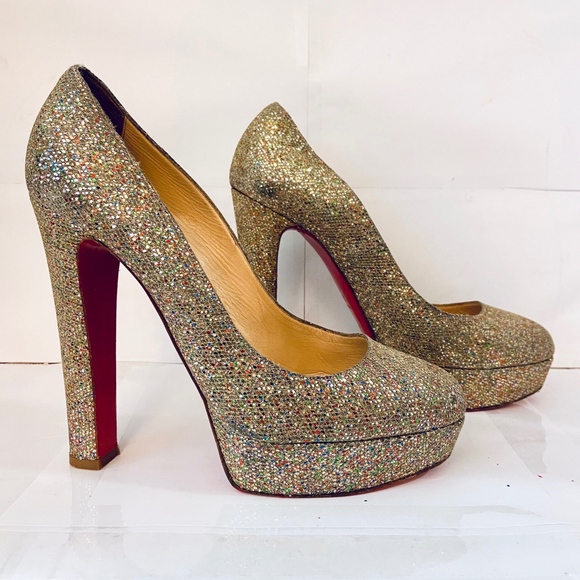 Christian Louboutin Shoes - Louboutin BIBI 140 Gold Glitter Pump